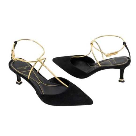 Kenneth Cole | Umi T-Strap Suede Heel in BLACK SUEDE, Size: 11 - Picture 1 of 4